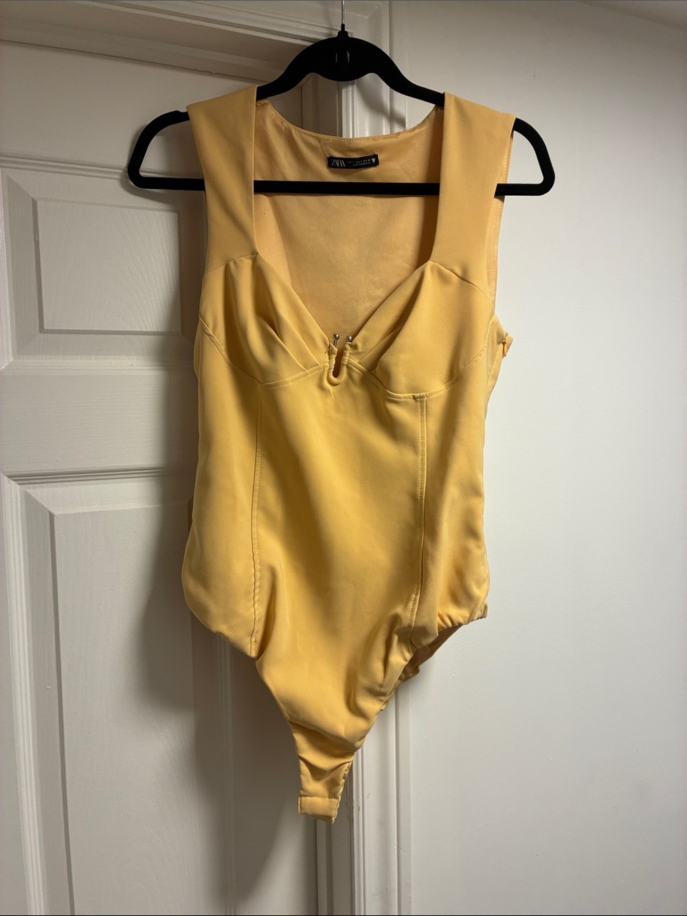 Zara Pale Yellow Corset-Style Bodysuit